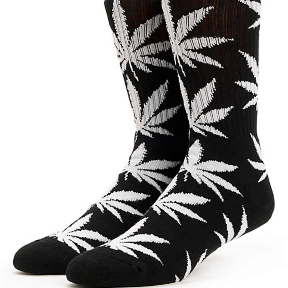 HUF Plantlife Black & White Crew Socks - NWT!